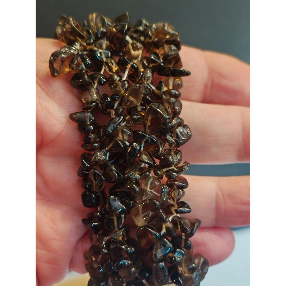 Natural Smoky Quartz Gemstone Chip Stretch Bracelet
